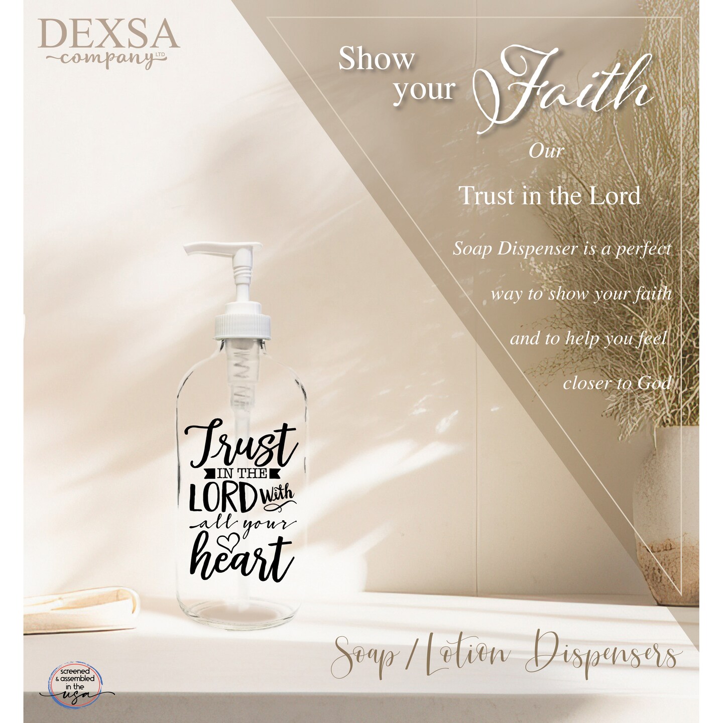 Trust In The Lord 16 oz Glass Soap Dispenser