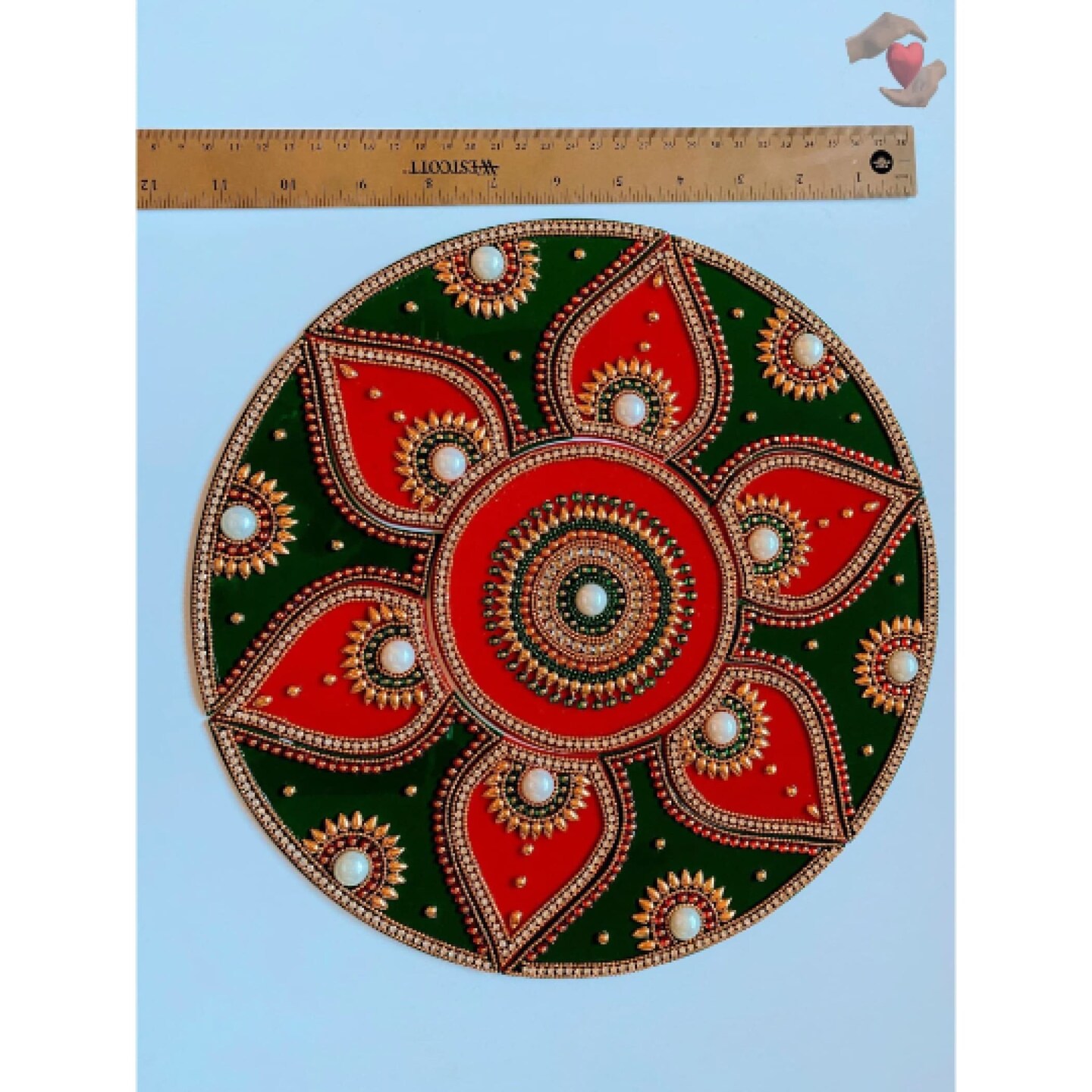 Diwali Acrylic Rangoli Set Decorative Pooja Floor Rangoli with Studded Stones Indian Traditional Handmade Reusable Rangoli Set Festive Home Decor Housewarming Gift