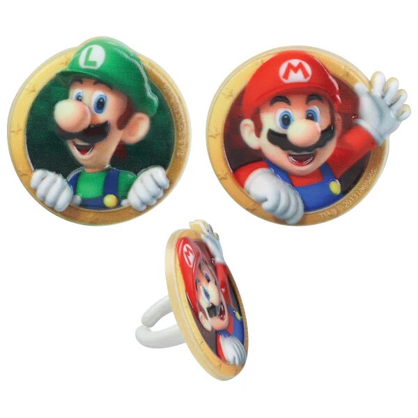 Super Mario with Mario &#x26; Luigi Cupcake Rings set of 12