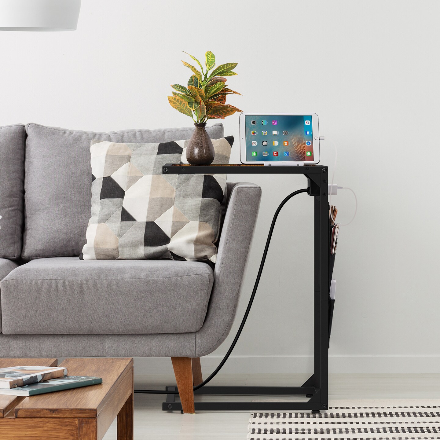 2PCS Side Table with Charging Station