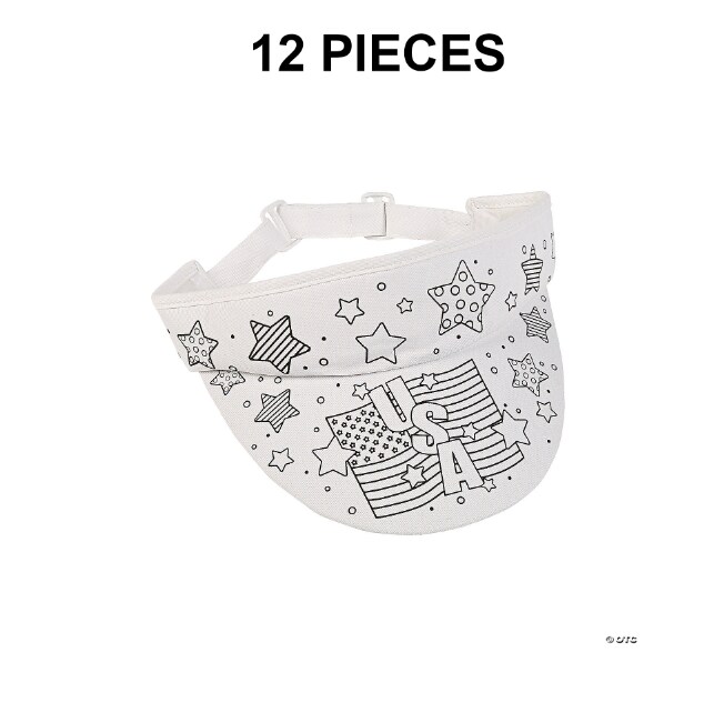 Color Your Own Patriotic Visors - 12 Pc.