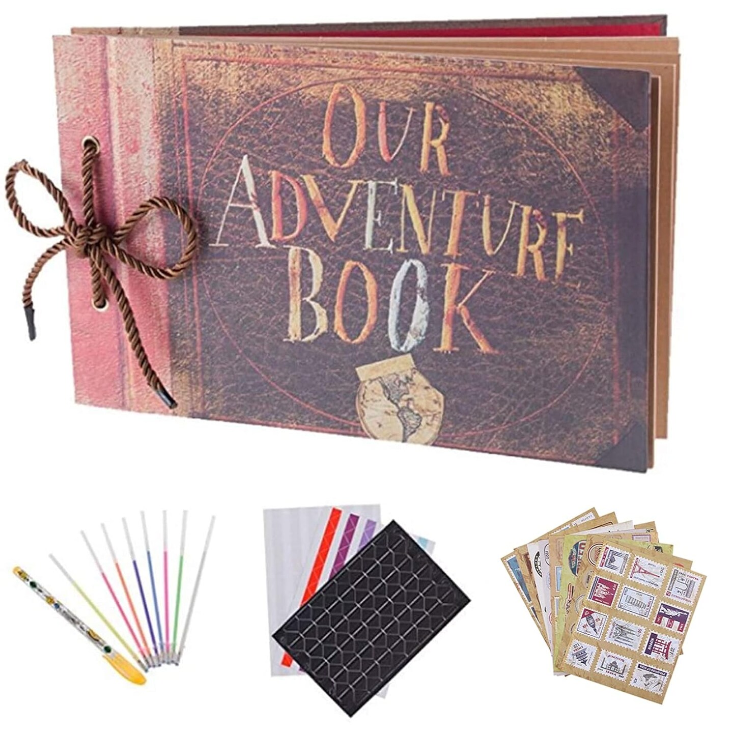 Our Adventure Book Scrapbook Pixar Up Handmade DIY Family Scrapbook Photo Album Expandable 11.6x7.5 Inches 80 Pages with Photo Album Storage Box DIY Accessories Kit Mothers Day Gifts