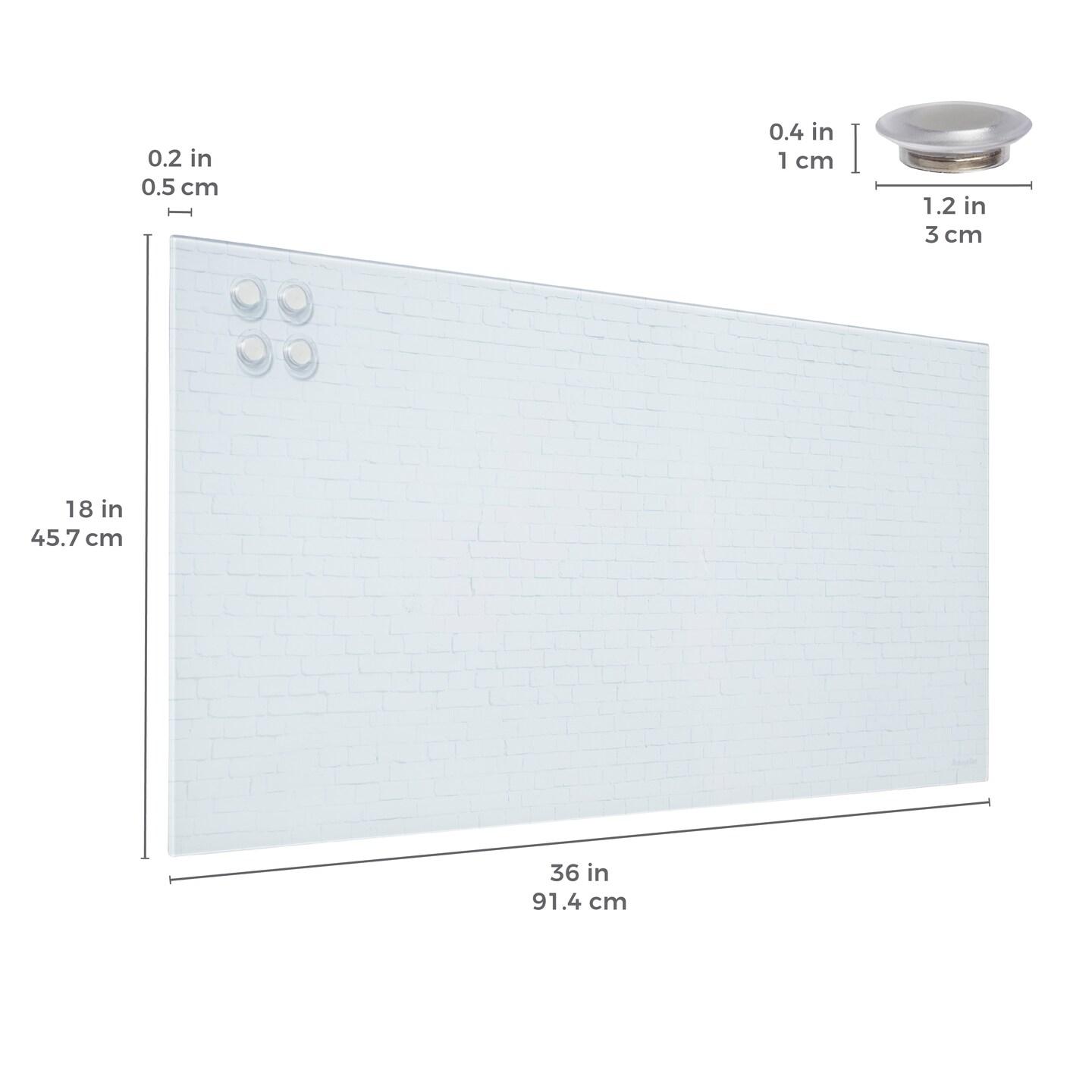 Magnetic Dry-Erase Glass Board with Magnets, 18in x 36in, Wall-Mounted Whiteboard