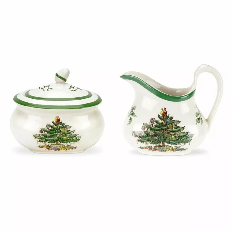 Spode Christmas Tree Sugar &#x26; Creamer Set, 16 oz. Sugar &#x26; 8 oz. Creamer