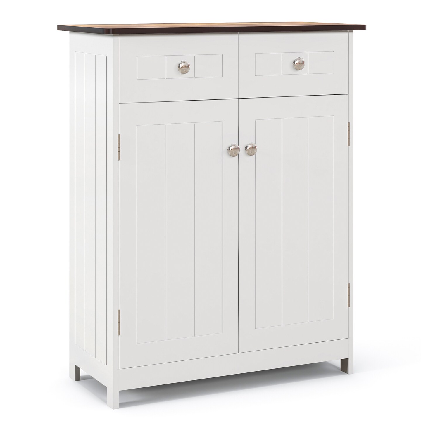 Freestanding Bathroom Floor Cabinet Storage Organizer With 2 Drawers-white