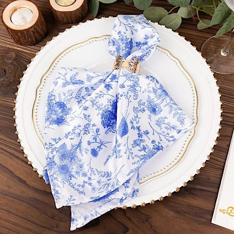 Elegant Floral Satin Dinner Napkins