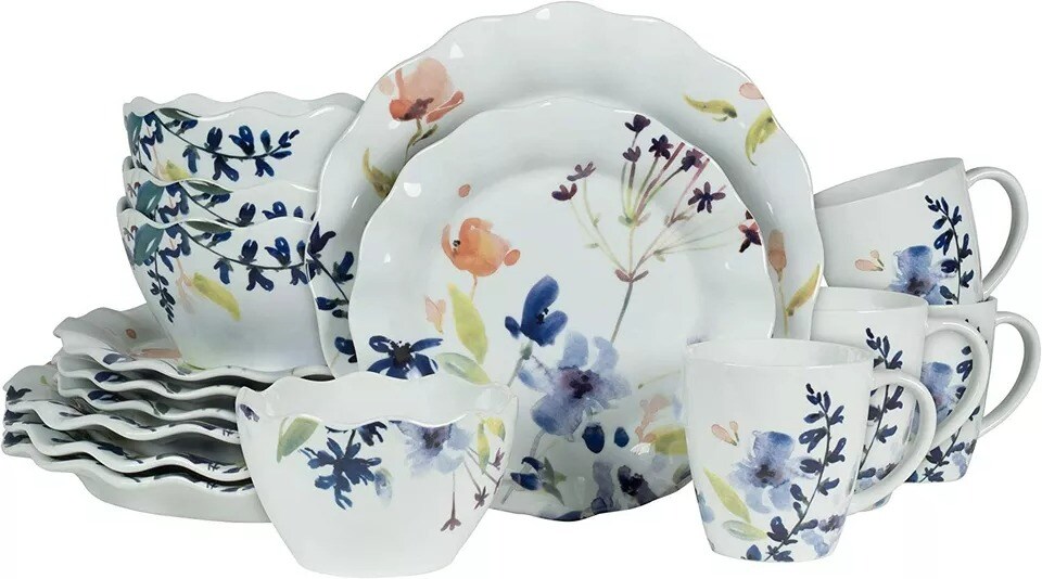 Fitz and Floyd Floral Splash 16-Piece Dinnerware Set, Assorted