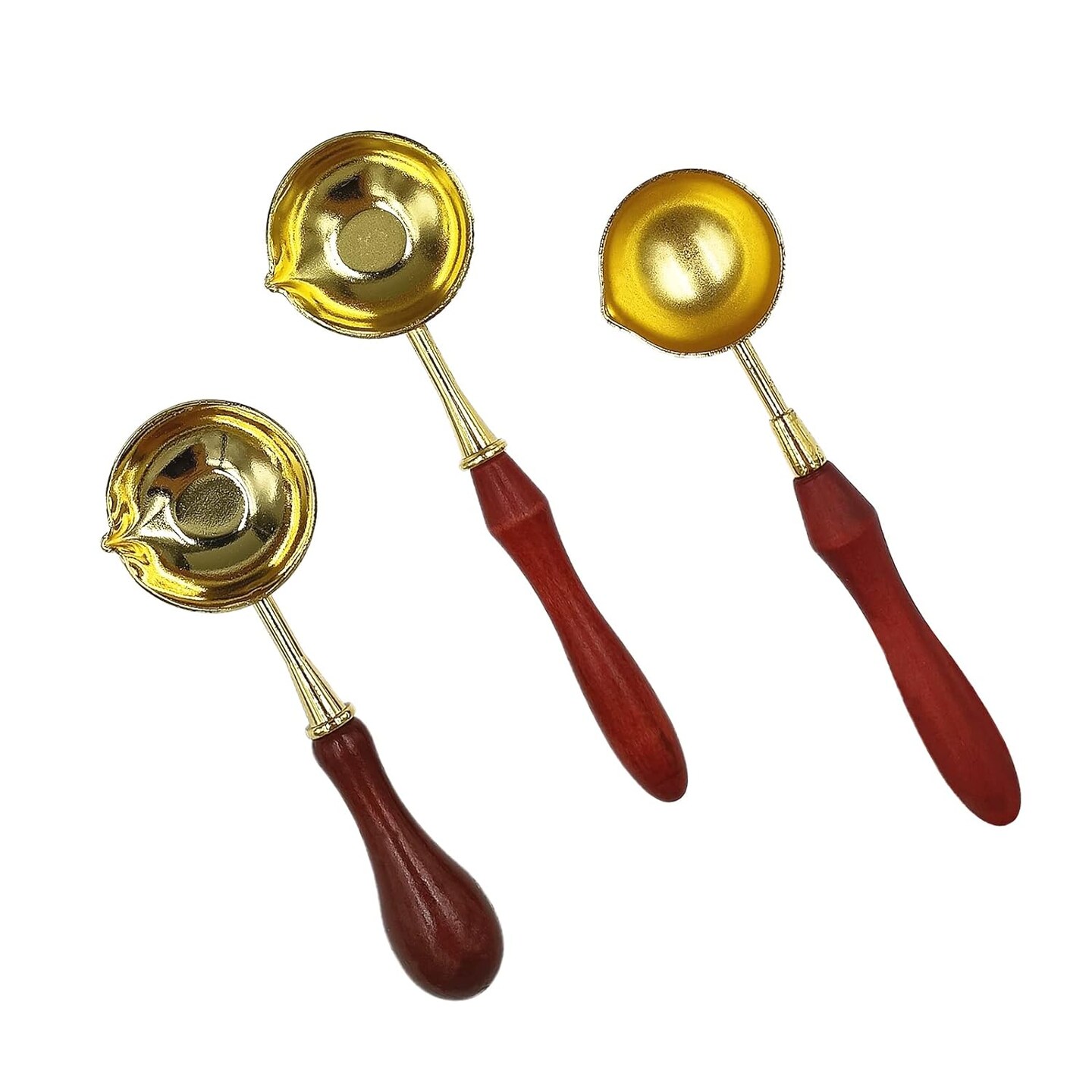 Seal Spoon Sealing Spoon with Wooden Handel Wax Sealing Stamp Melting Spoon Wax Seal Warmer Wax Seal Spoon Set for Wedding Invitations (3)