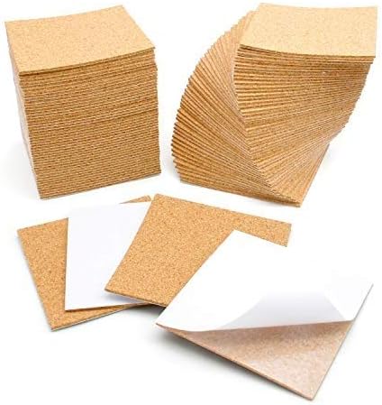100 Pcs Self-Adhesive Cork Sheets 4"x 4" for DIY Coasters, Cork Board Squares, Cork Tiles, Cork Mat, Mini Wall Cork Board with Strong Adhesive-Backed