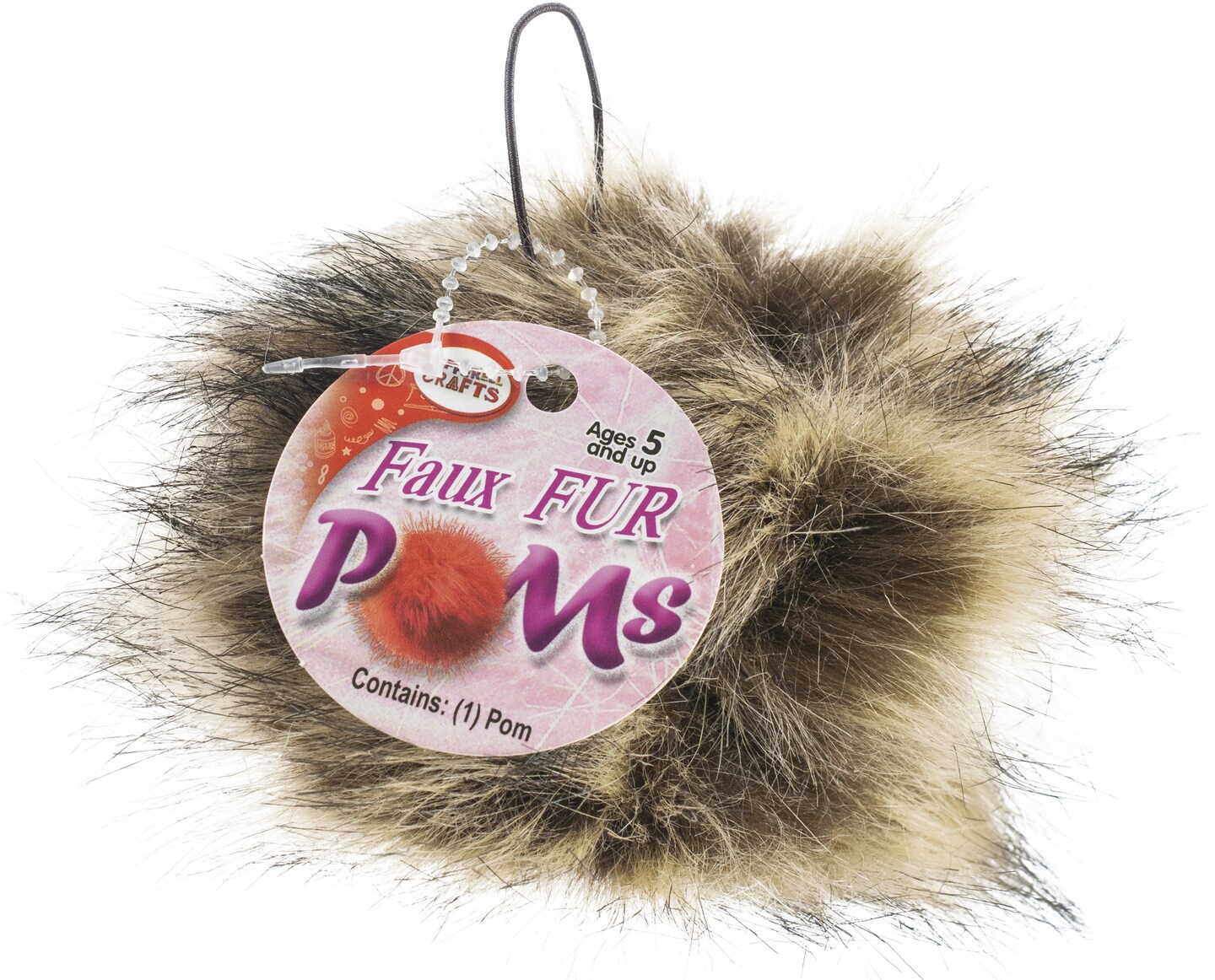 Pepperell Faux Fur Pom with Loop Red