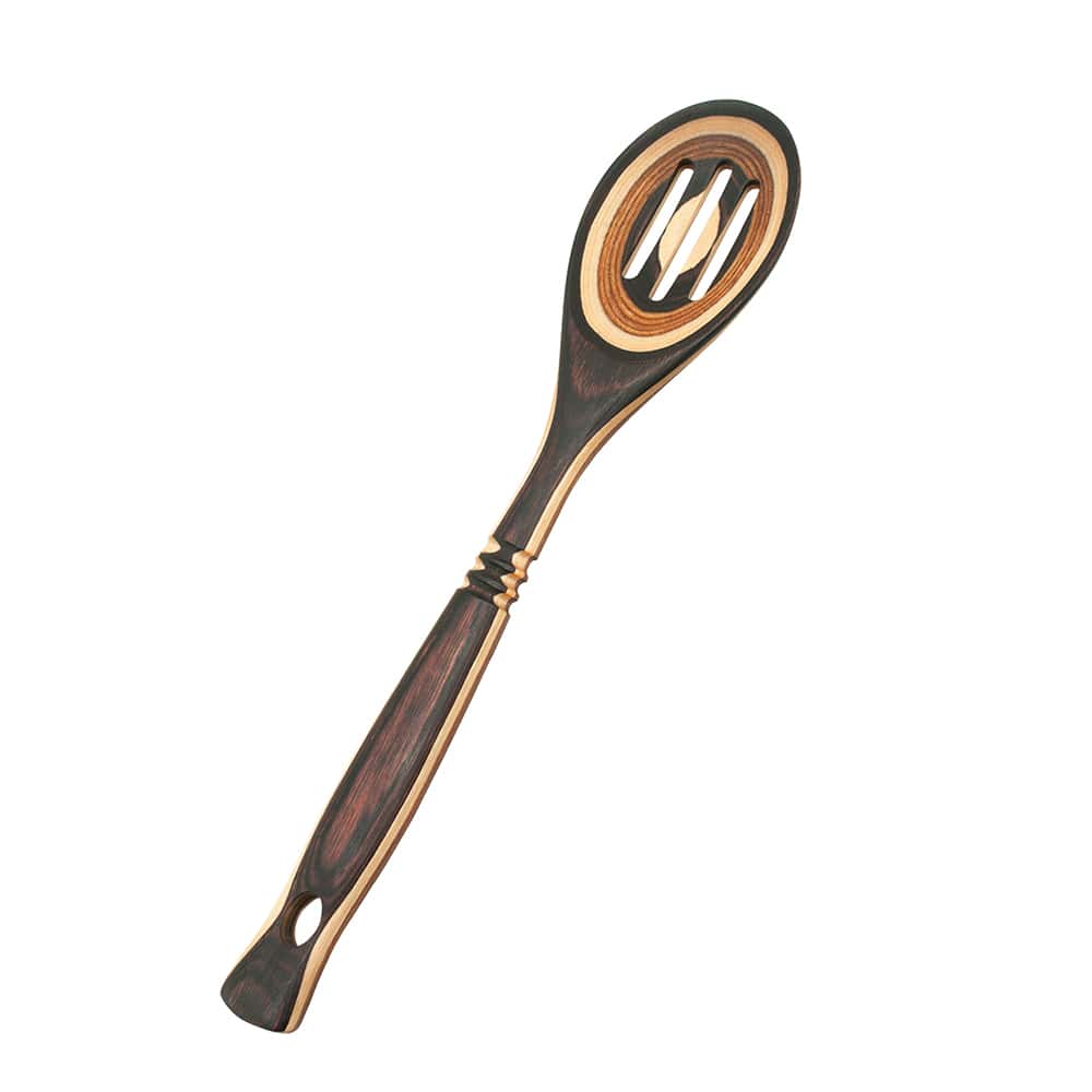 Pakkawood Wooden Cooking Spoon, Colorful and Durable 12 Inch Slotted Spoon, Stain Odor and Heat Resistant