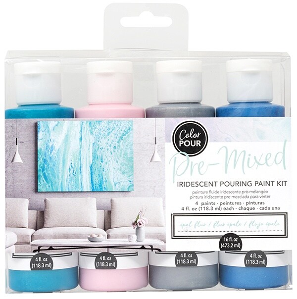 American Crafts Color Pour Pre-Mixed Paint Kit 4/Pkg-Opal Flux