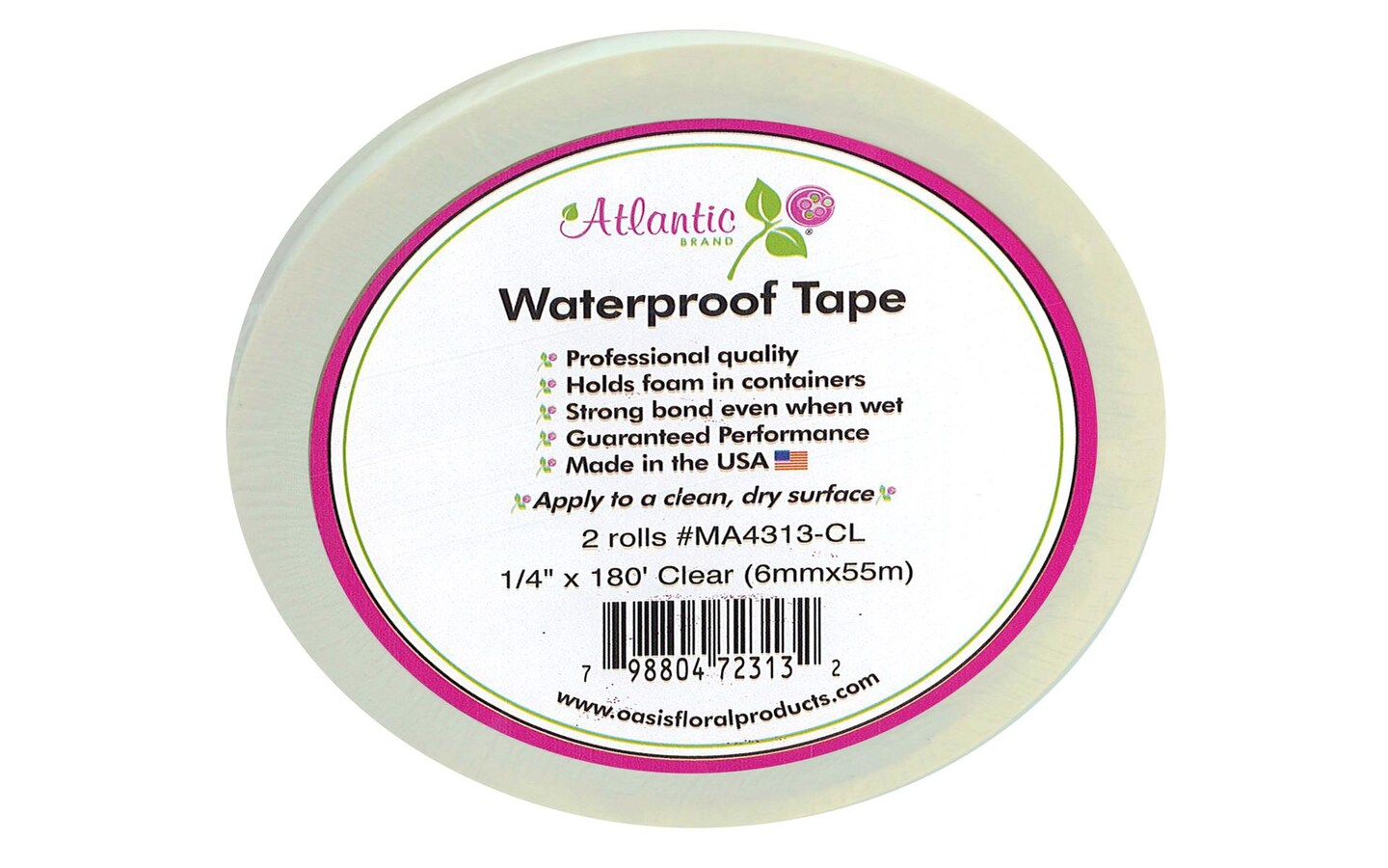 Atlantic WP Floral Tape, 1/4&#x22; Clear 180&#x27; 2/PK