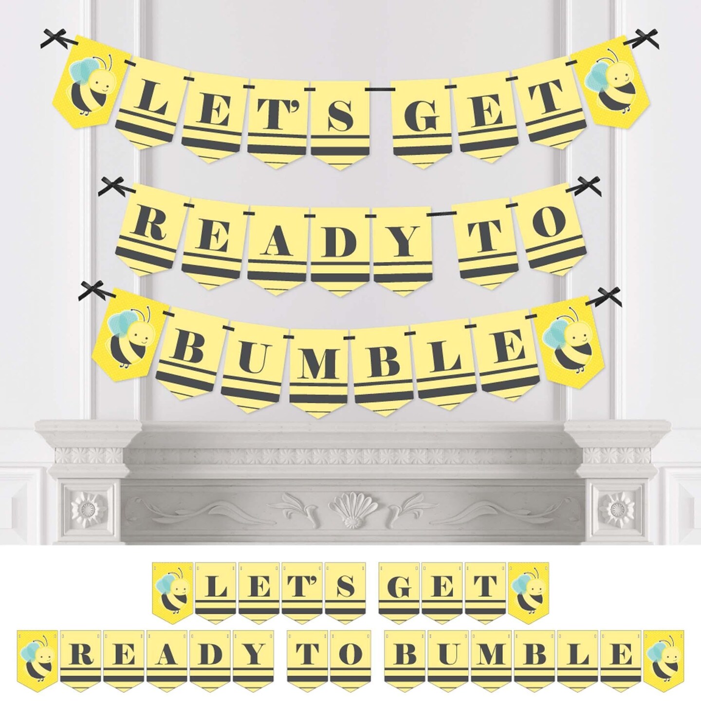 Big Dot of Happiness Honey Bee - Baby Shower or Birthday Party Bunting Banner - Party Decorations - Let's Get Ready to Bumble