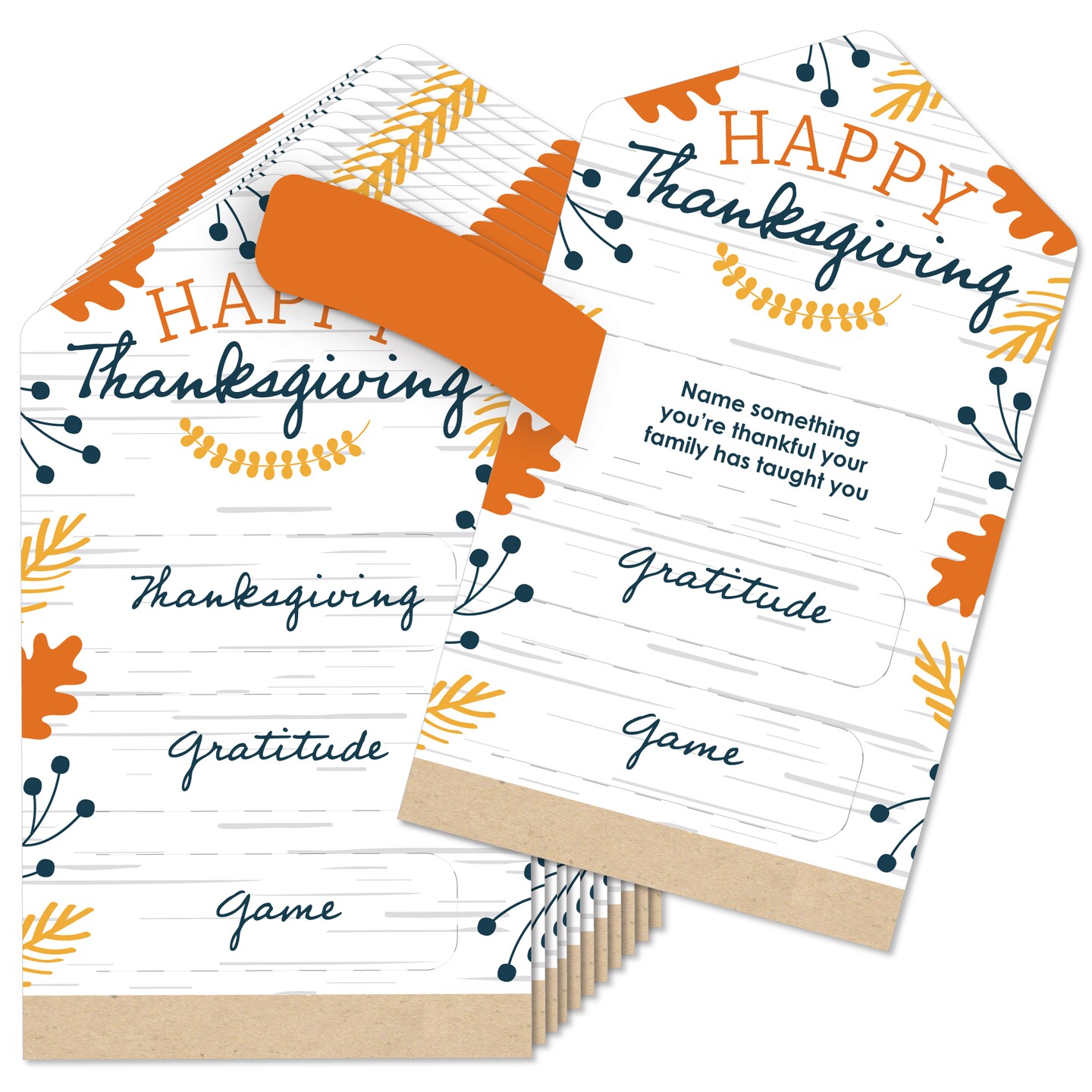 Big Dot of Happiness Happy Thanksgiving - Fall Harvest Party Game Pickle Cards - Thanksgiving Gratitude Game Pull Tabs - Set of 12