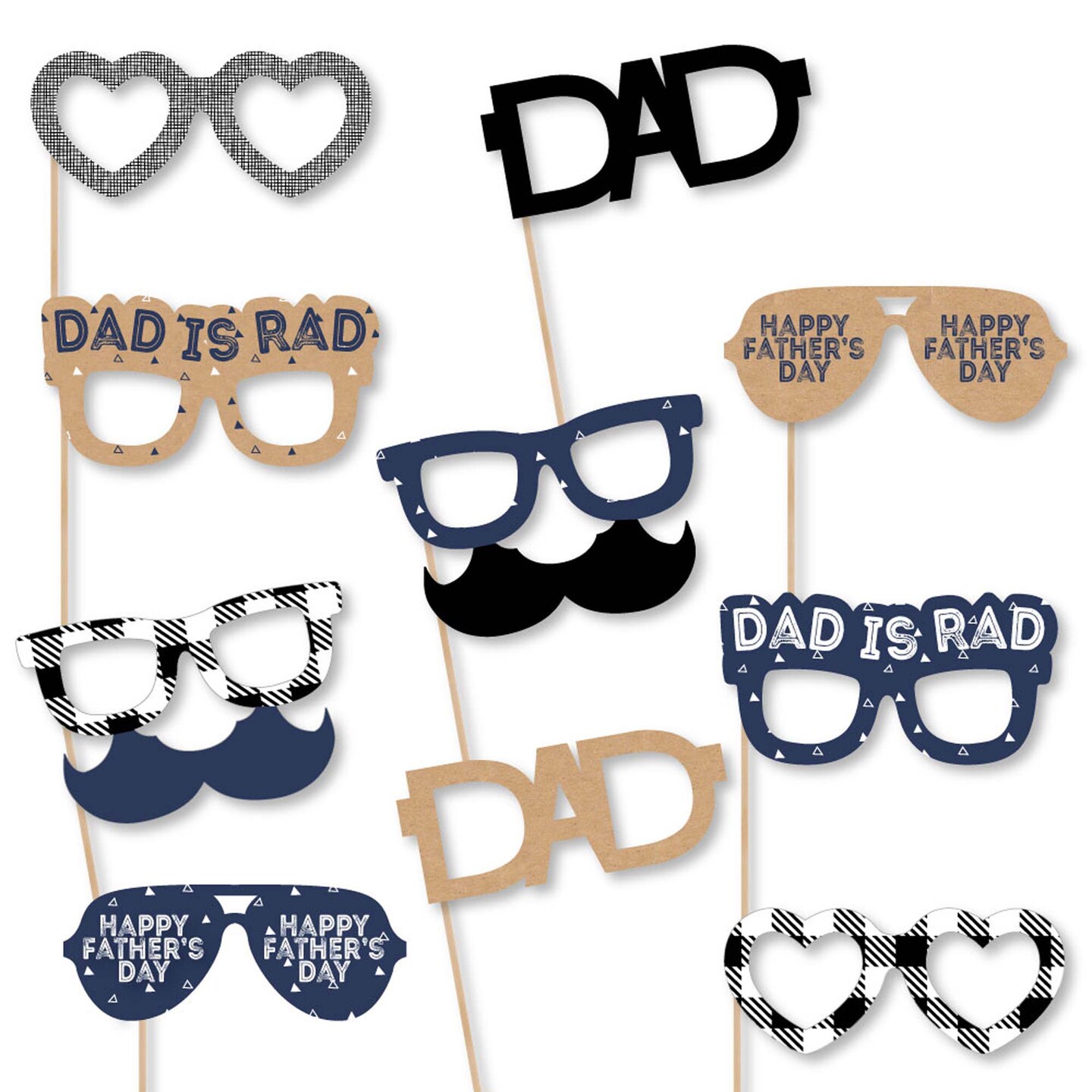 Big Dot of Happiness My Dad is Rad Glasses - Paper Card Stock Father&#x27;s Day Photo Booth Props Kit - 10 Count