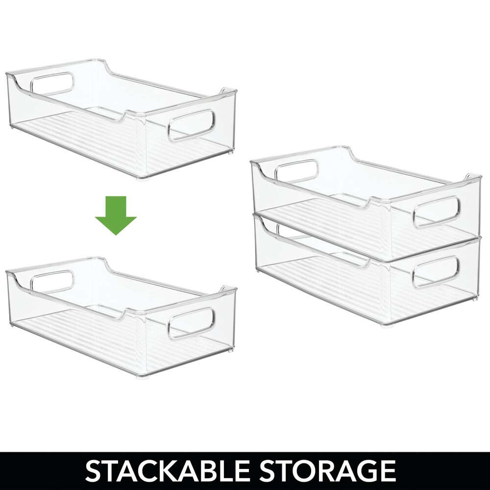 mDesign Stacking Plastic Storage Organizer Bin for Kids Supplies
