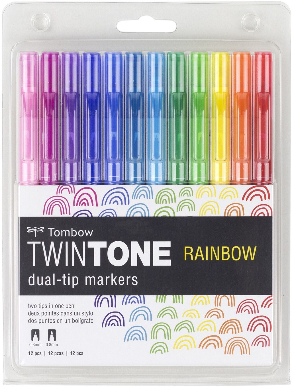 Tombow Twintone Marker Set 12/Pkg-Rainbow