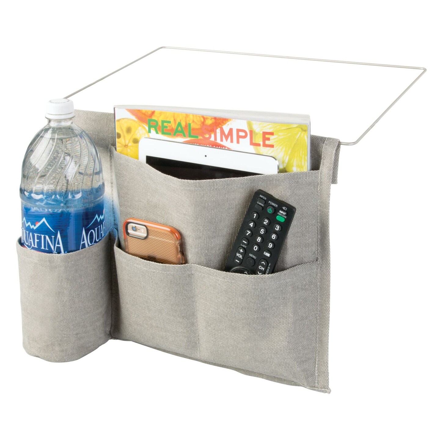 mDesign Fabric Bedside Storage Organizer Caddy