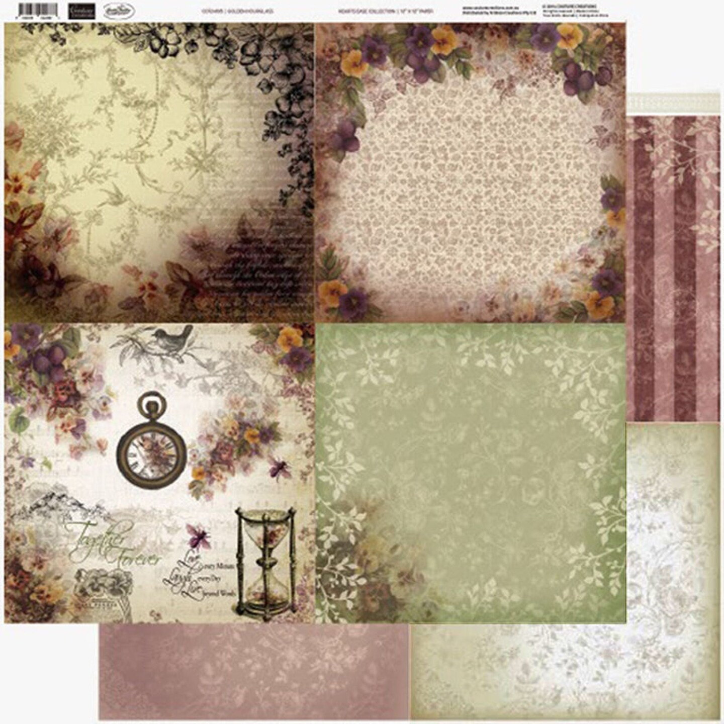 Couture Creations  - 12 x 12 Paper (5 sheets) - Golden Hourglass