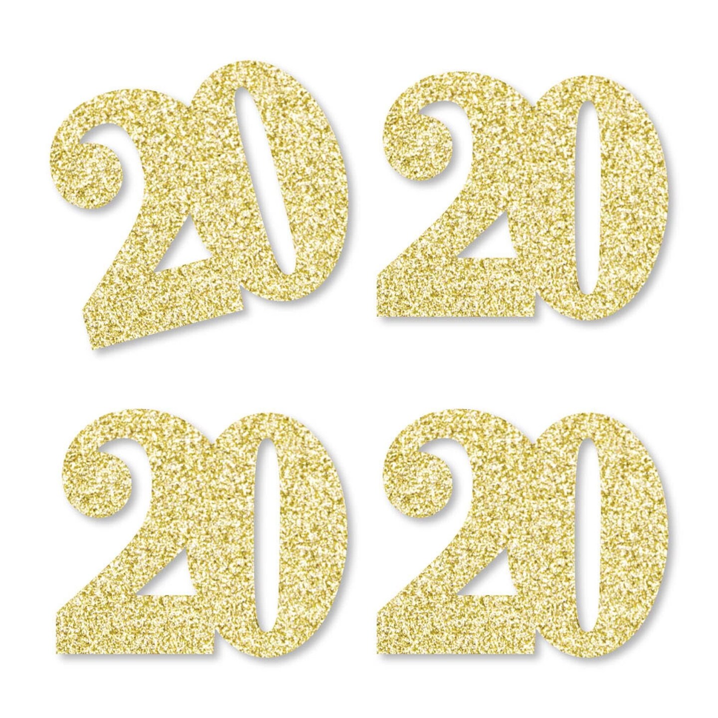 Big Dot of Happiness Gold Glitter 20 - No-Mess Real Gold Glitter Cut-Out Numbers - 20th Birthday Party Confetti - Set of 24