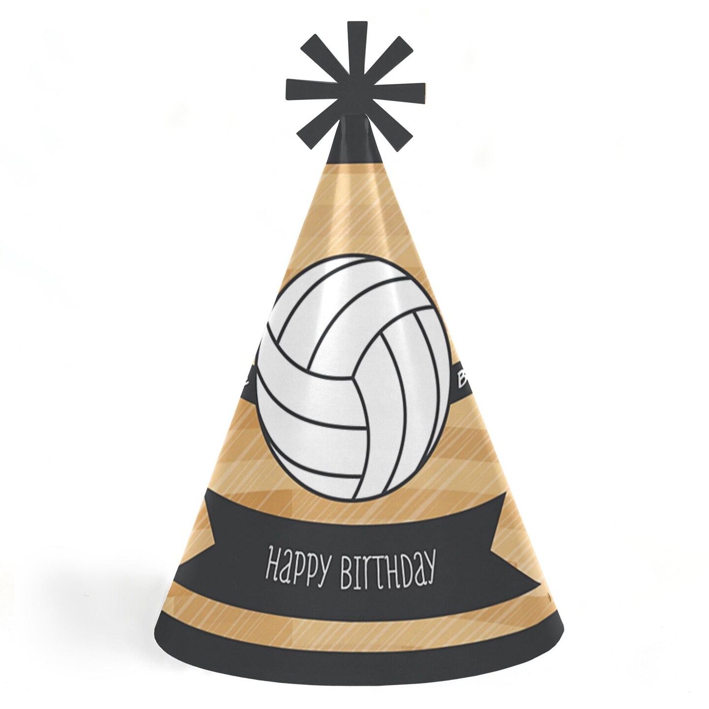 Big Dot of Happiness Bump, Set, Spike - Volleyball - Cone Happy Birthday Party Hats for Kids and Adults - Set of 8 (Standard Size)