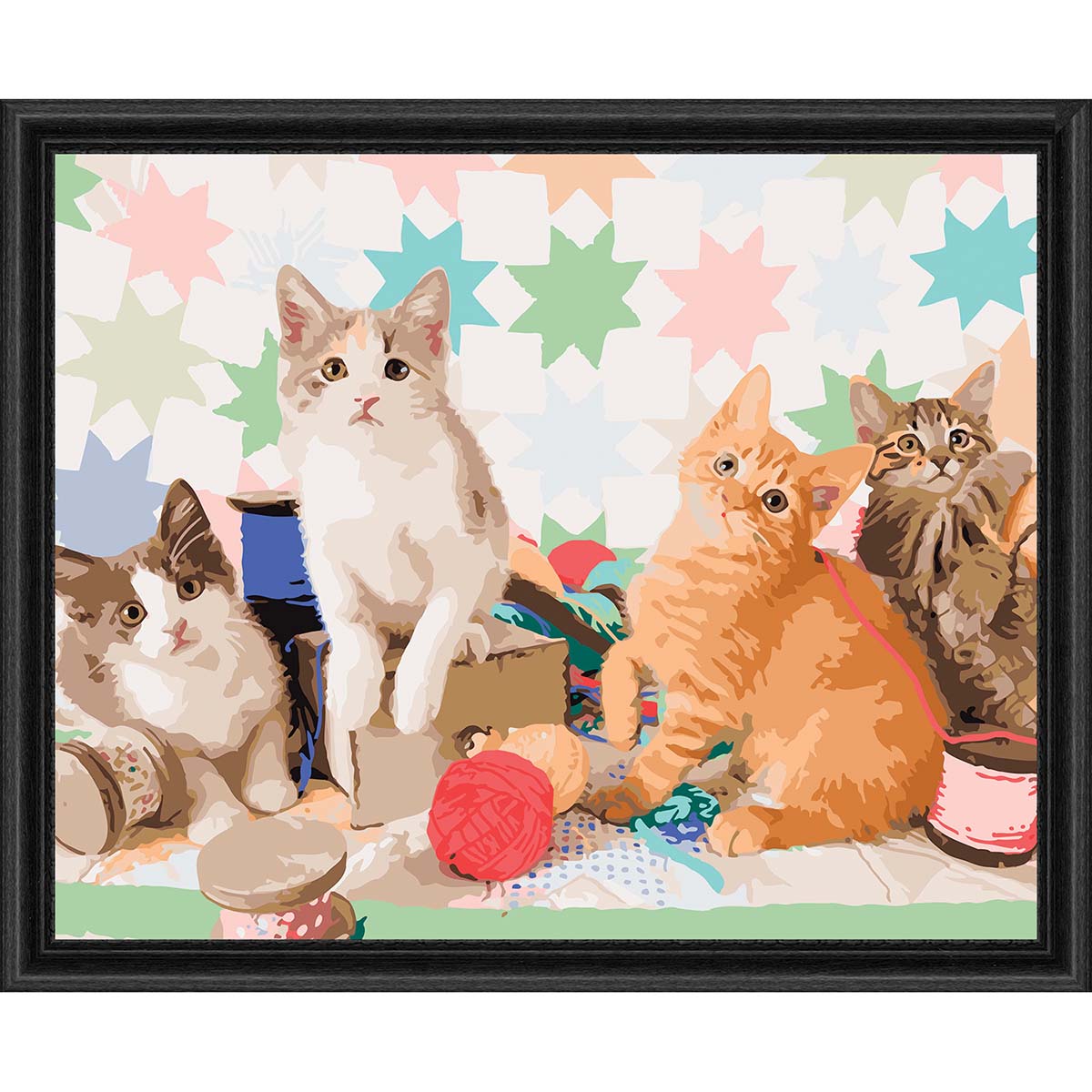 Herrschners Crafty Kittens Kit & Frame Paint-by-Number Kit | Michaels