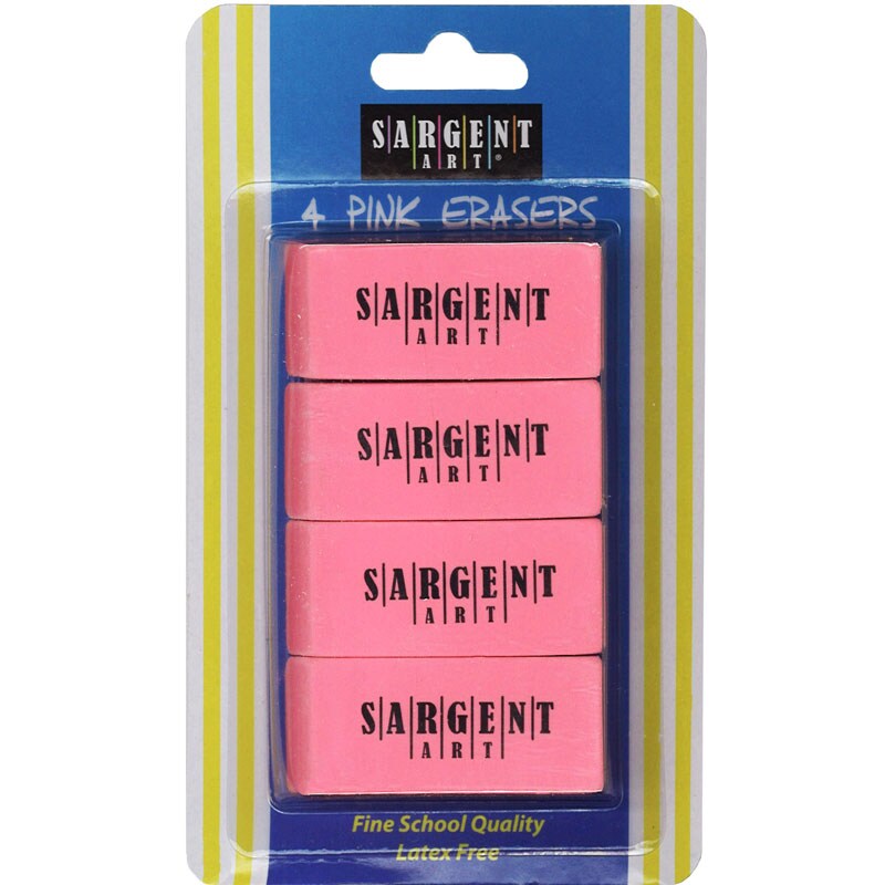 Large Pink Eraser, 4 Per Pack