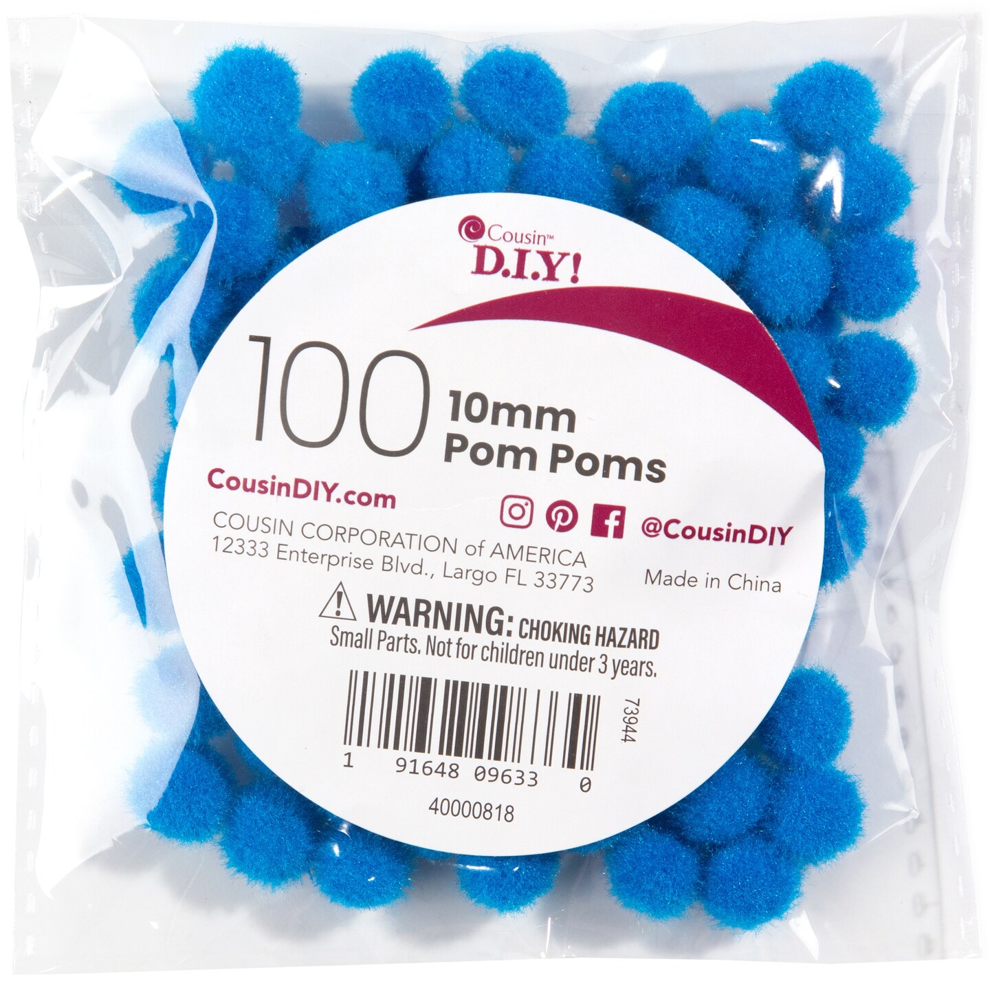 Cousindiy Pom-Poms 10Mm 100/Pkg-Royal Blue