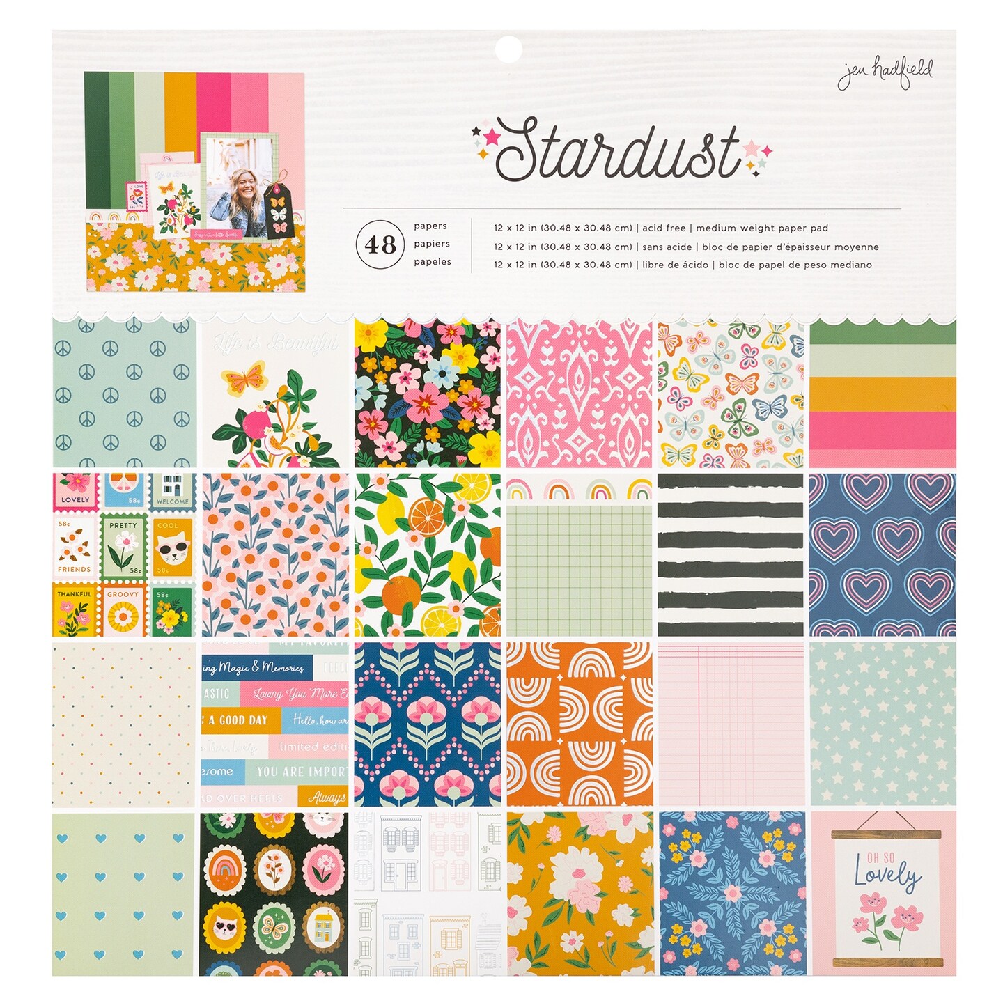 American Crafts Single-Sided Paper Pad 12&#x22;X12&#x22; 48/Pkg-Jen Hadfield Stardust