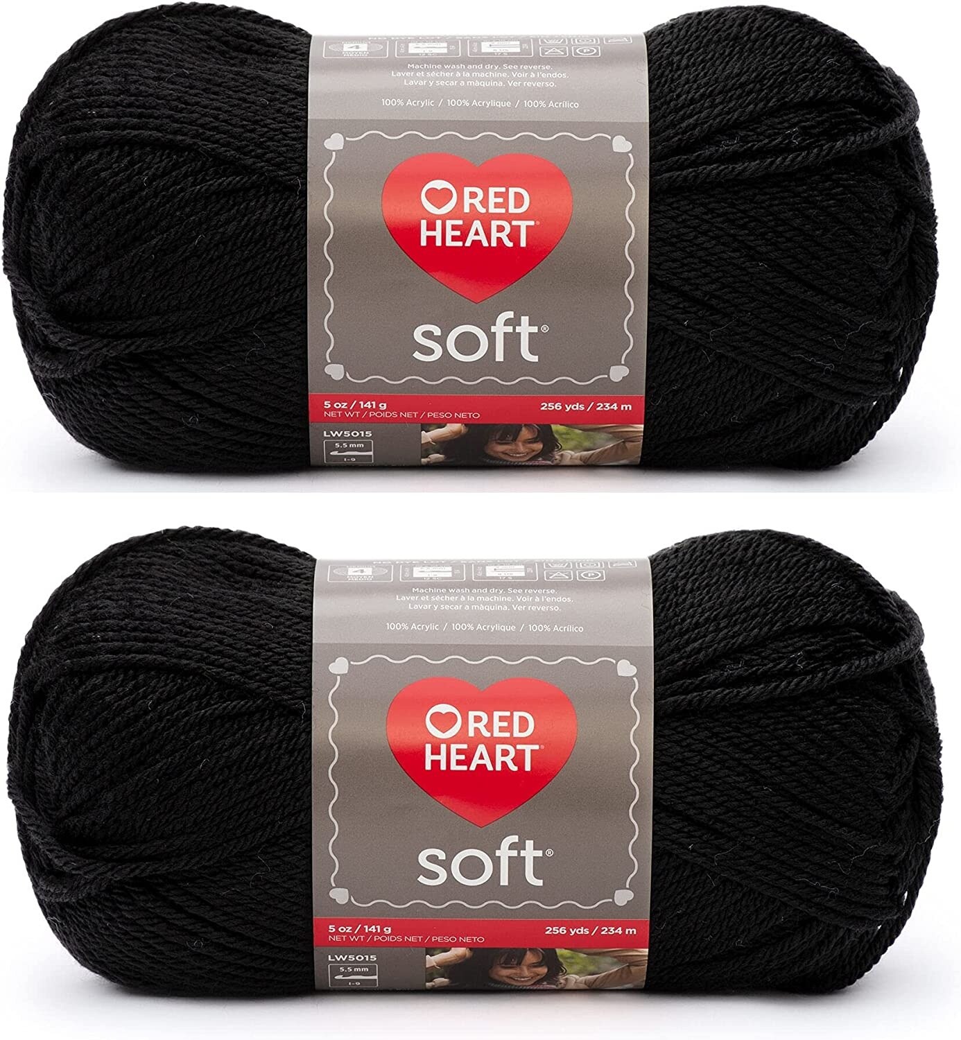 (Pack of 2) Red Heart Soft Yarn-Black