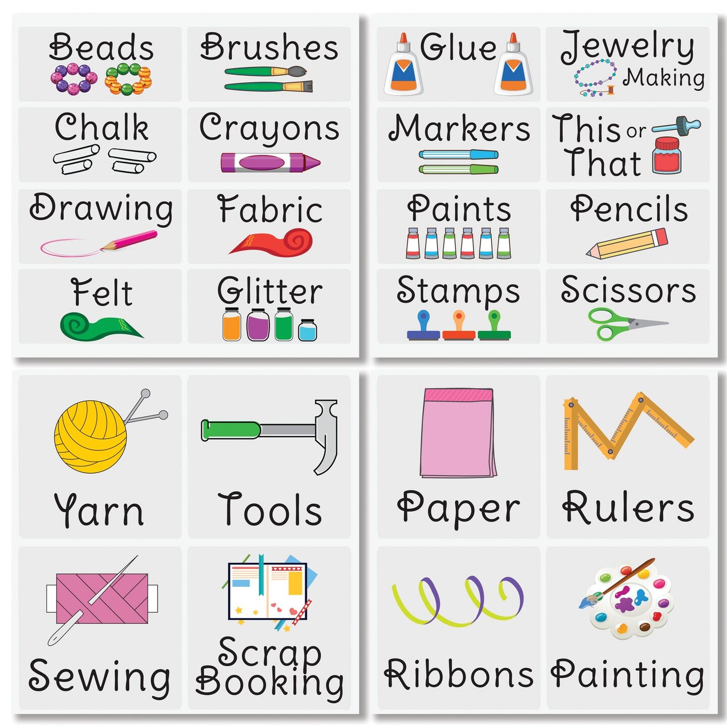 mDesign Labels for Craft Room Storage and Organizing, Includes 24 Labels - Black