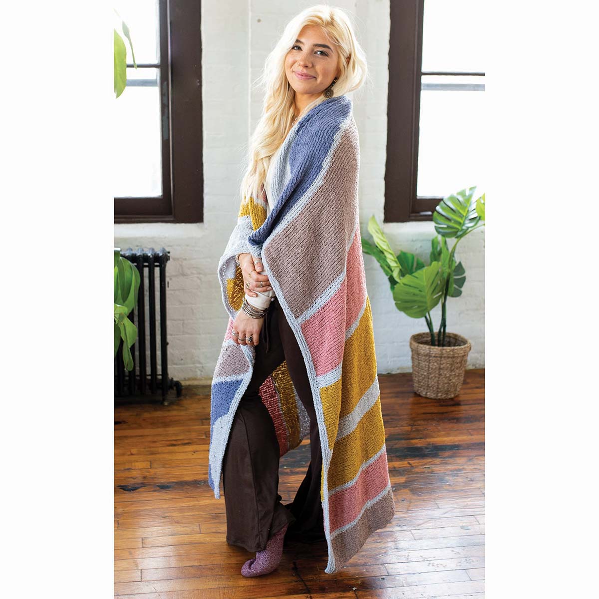 Lion Brand Mod Color Afghan Knit Kit Michaels