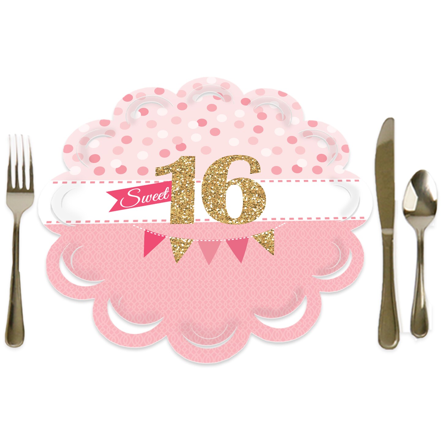 Big Dot of Happiness Sweet 16 - 16th Birthday Party Round Table Decorations - Paper Chargers - Place Setting For 12