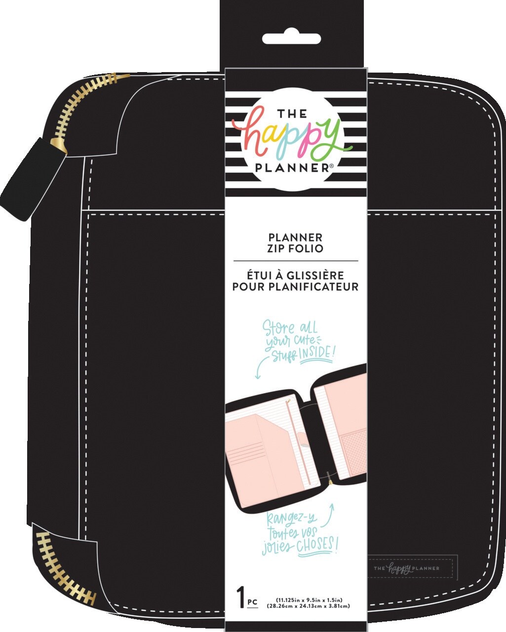 Happy Planner Classic Zip Folio -Black &#x26; Blush