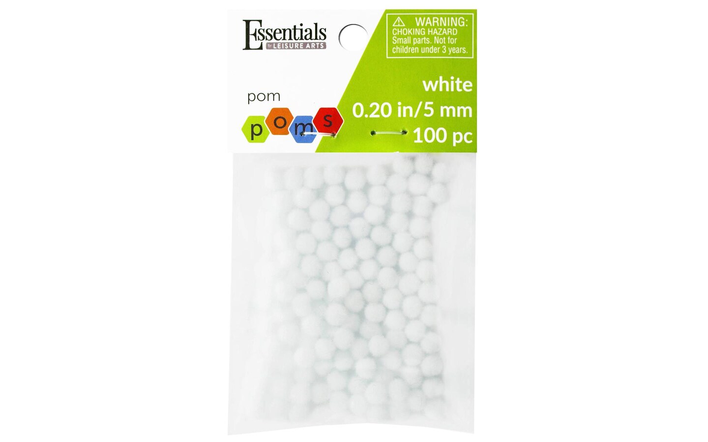 Essentials by Leisure Arts Pom Poms White 5mm 100 piece pom poms