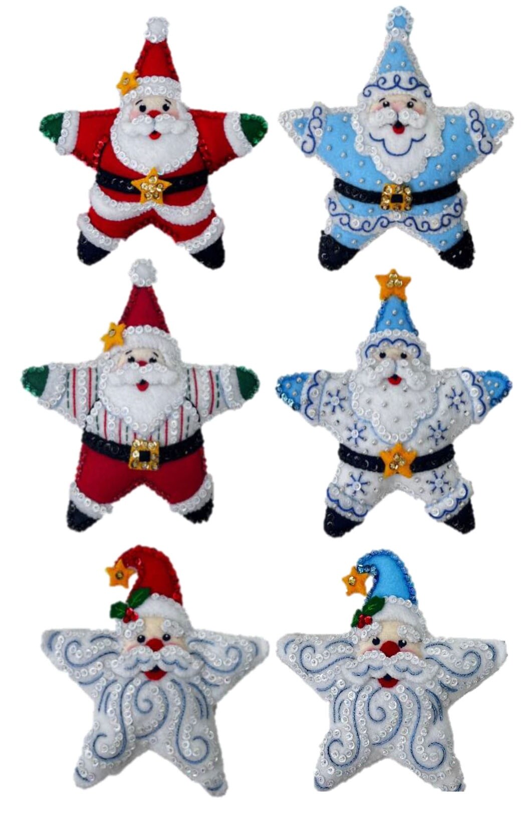 Bucilla Felt Ornaments Applique Kit Set Of 6-Star Of The Show