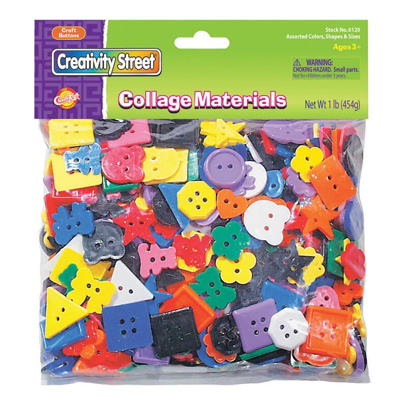 Plastic Buttons, Assorted Colors, 3/4 to 1, 8 oz. Bag