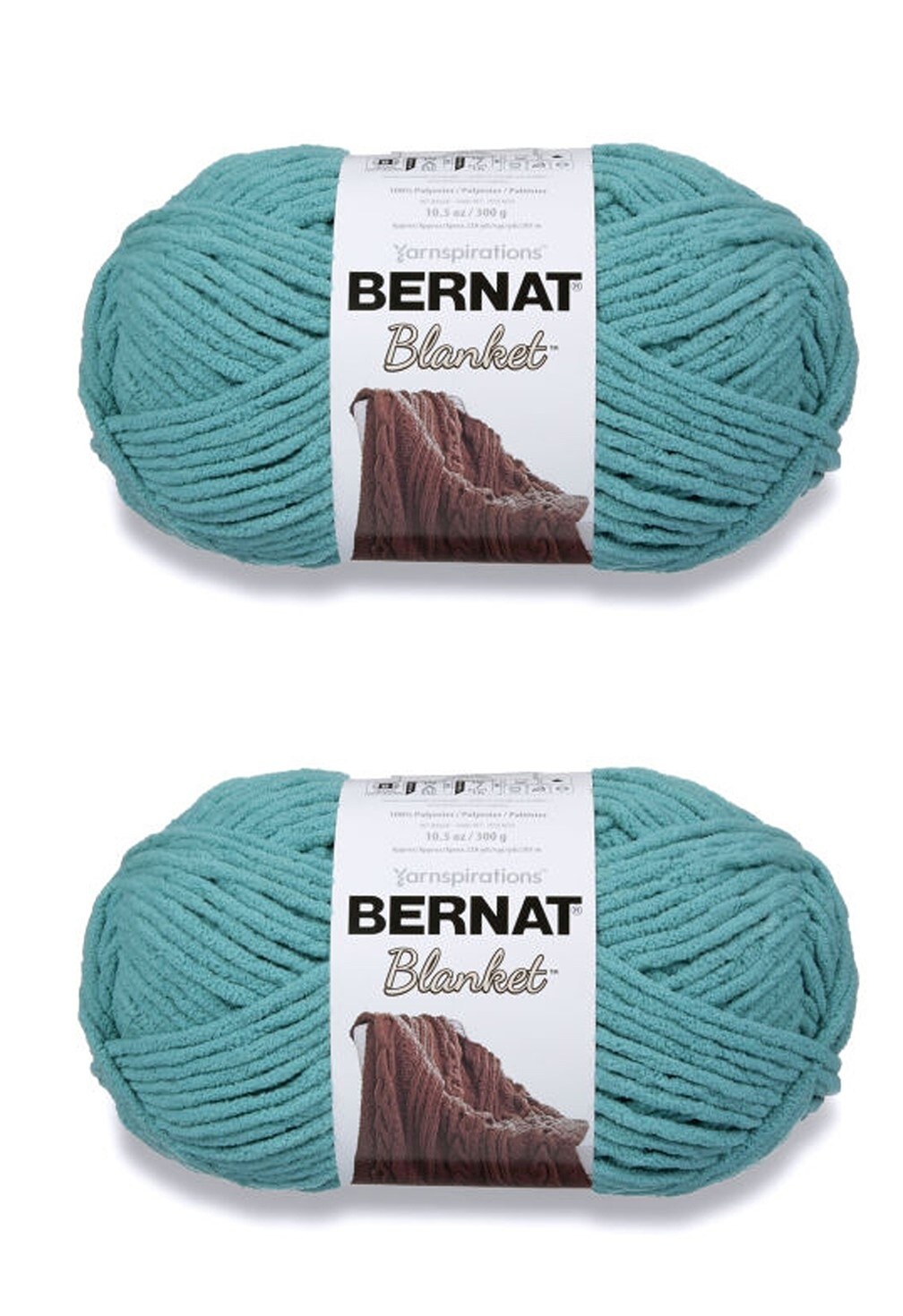 Bernat Blanket Light Teal Yarn 2 Pack of 300g 10.5oz Polyester 6 Super Bulky 220 Yards Knitting Crochet