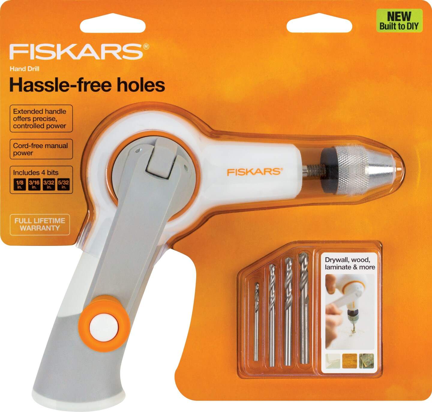 Fiskars Built to DIY Precision Hand Drill W/4 Bits-