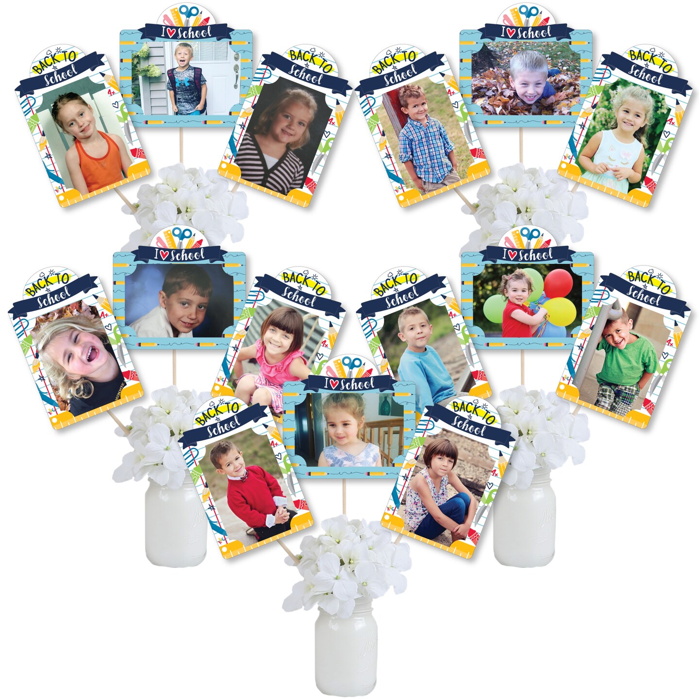 Big Dot of Happiness Back to School - First Day of School Classroom Decorations Picture Centerpiece Sticks - Photo Table Toppers - 15 Pieces