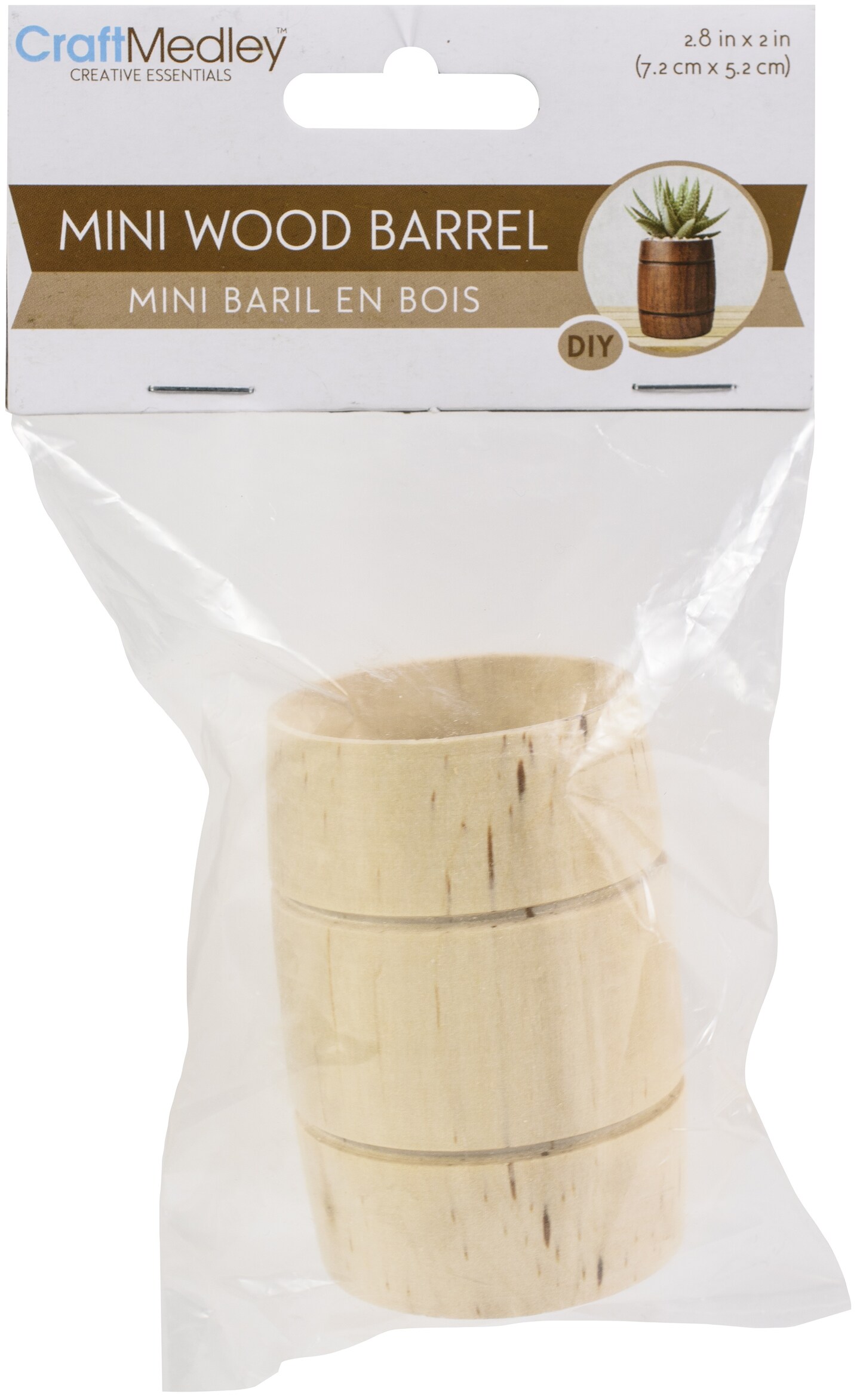 Craft Medley Mini Wood Barrel 72X52mm -