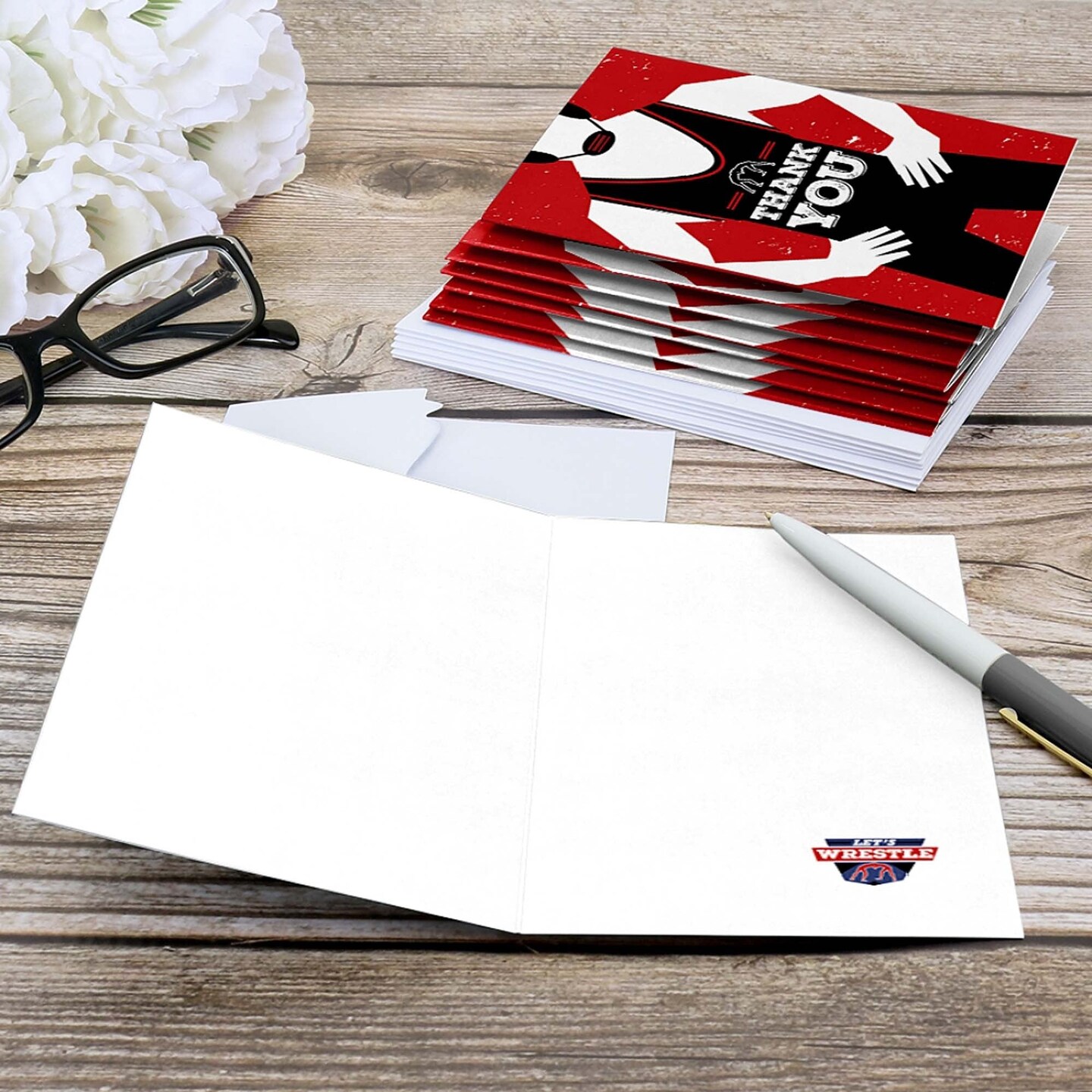 Big Dot of Happiness Own the Mat - Wrestling - Birthday Party or Wrestler Party Thank You Cards (8 Count)