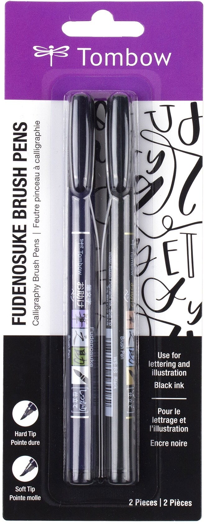 Tombow Fudenosuke Brush Pens 2/Pkg-Black