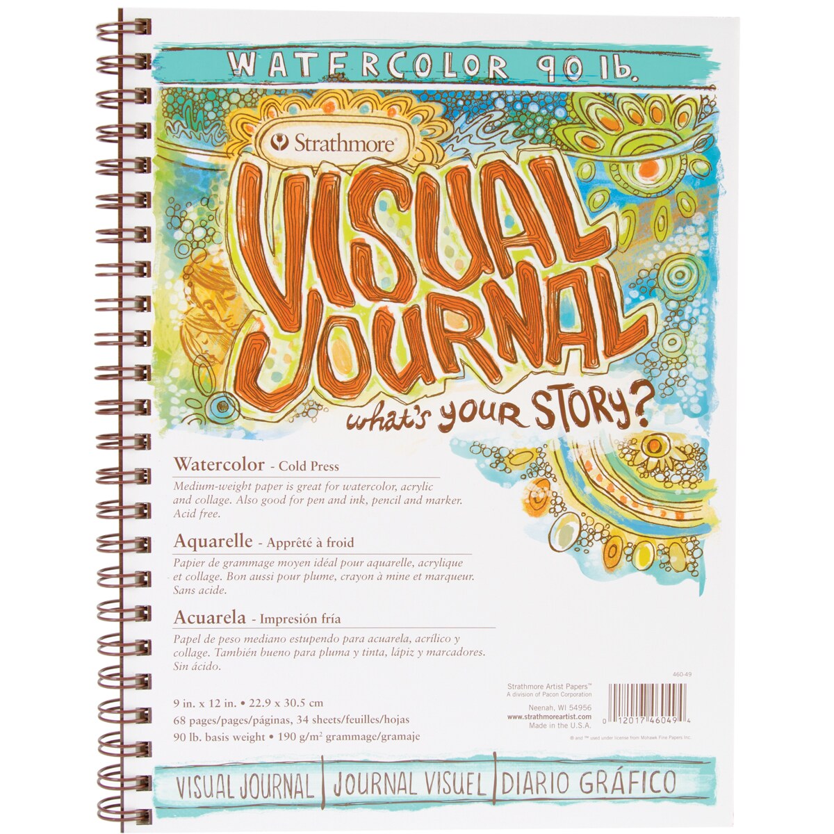 Strathmore Visual Journal Watercolor 9&#x22;X12&#x22;-34 Sheets