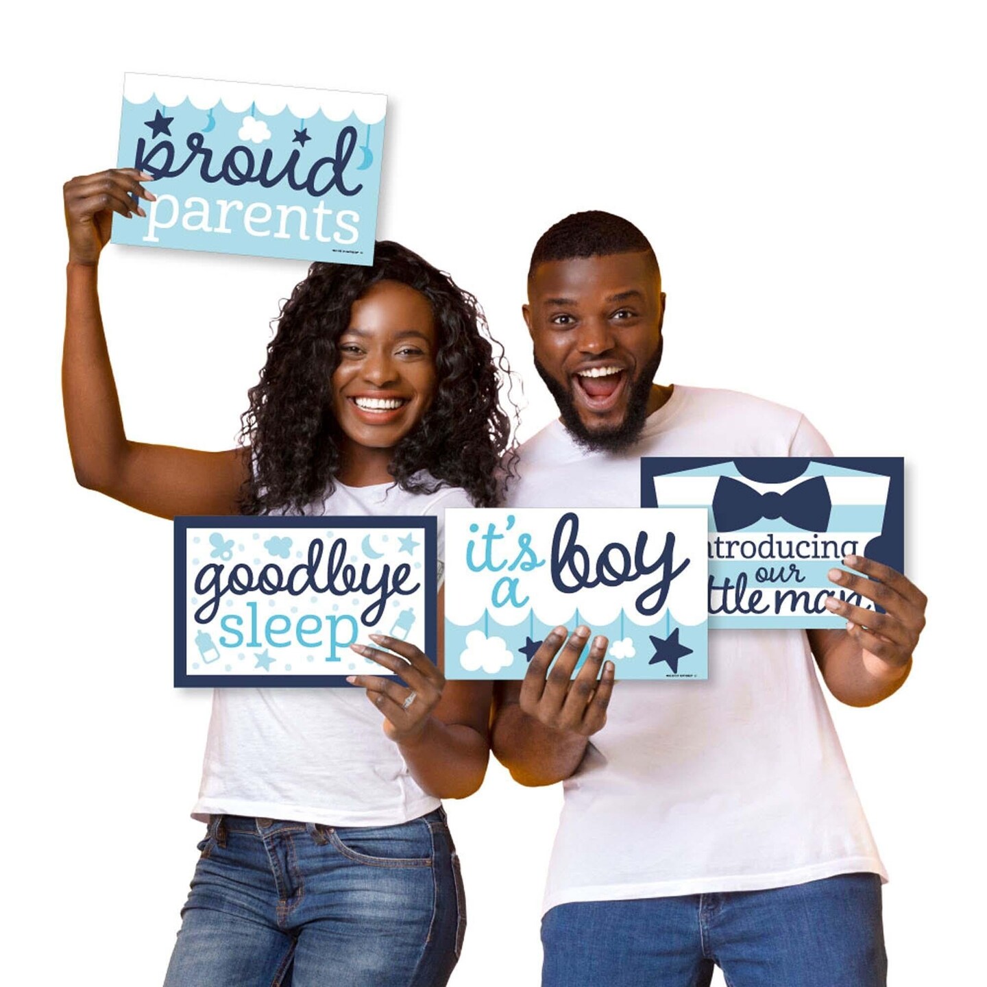 Big Dot of Happiness It&#x27;s a Boy - Photo Prop Signs - Blue Birth Announcements - 10 Pieces