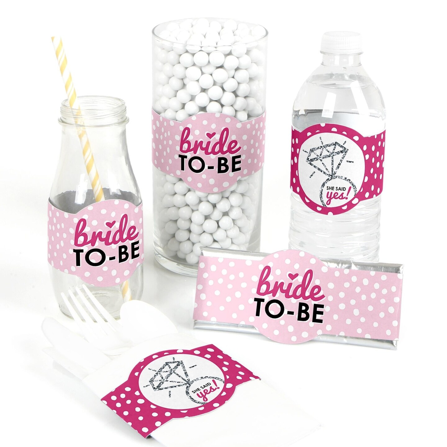 Big Dot of Happiness Bride-To-Be - Bridal Shower & Classy Bachelorette Party DIY Wrapper Favors and Decorations - Set of 15