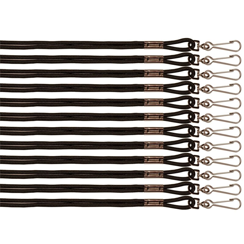 Lanyards, Black, Pack Of 12