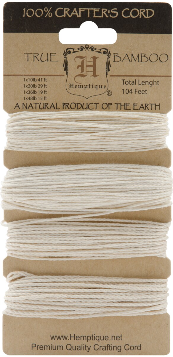 Hemptique Bamboo Cord Mixed Sizes 104&#x27;-Natural