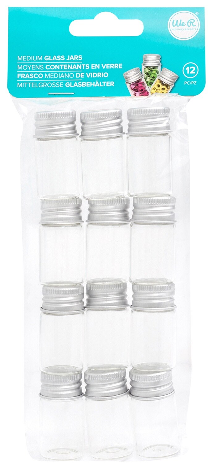 We R Memory Keepers Storage Glass Jars 12/Pkg-Medium